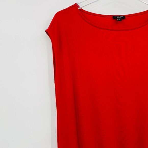 Talbots Size Medium Red Sleeveless Drop Waist Stretch Midi Dress Holiday - Picture 4 of 7